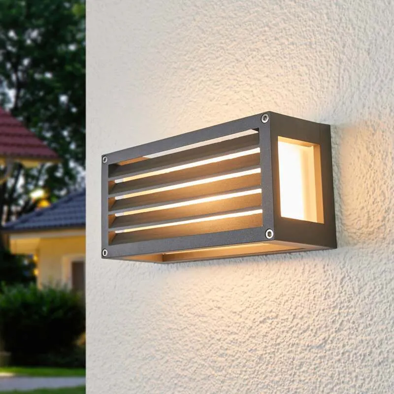 B-Ware Lucande Gestreifte AußenWandleuchte Aurelien Wandleuchte Lampe E 27 dunkelg514
