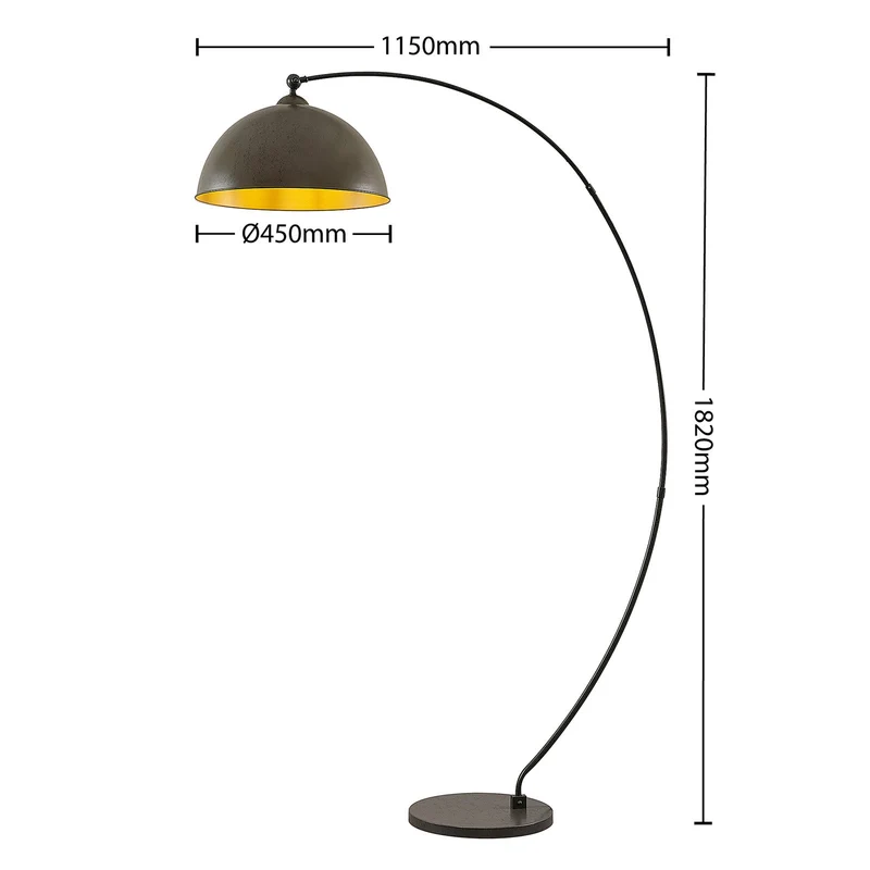 B-Ware Lindby Jonera Bogenstehlampe Lampe Leuchte Stehlampe Stehleuchte dunkelgrau E27