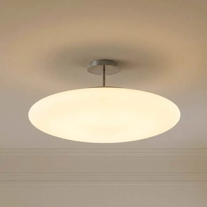 Lindby Deckenleuchte Deckenlampe LED Gunda Glas opalweiß dimmbar Wohnzimmer