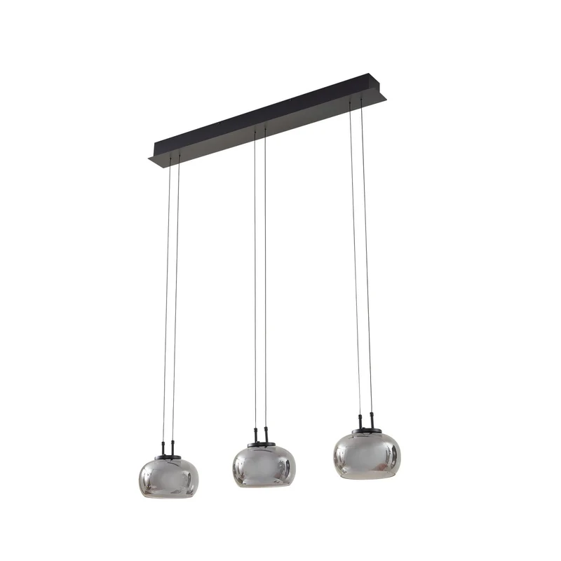 B-Ware Lucande LED Hängeleuchte Pendellampe Lampe rauchgrau Glas höhenverstellbar