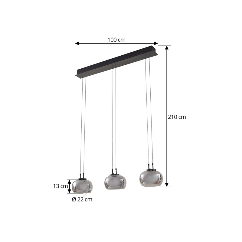 B-Ware Lucande LED Hängeleuchte Pendellampe Lampe rauchgrau Glas höhenverstellbar