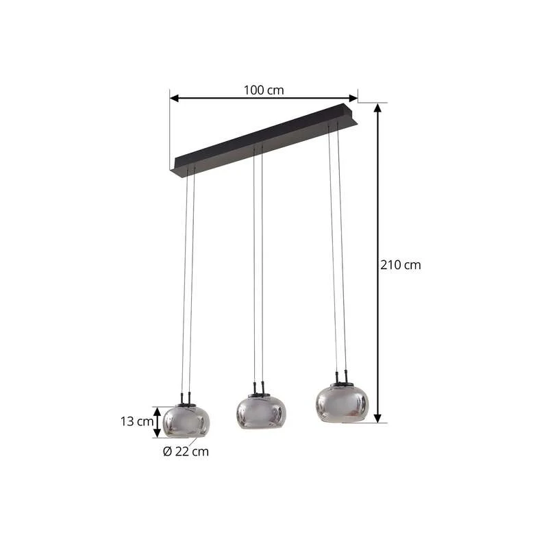 B-Ware Lucande LED Hängeleuchte Pendellampe Lampe rauchgrau Glas höhenverstellbar