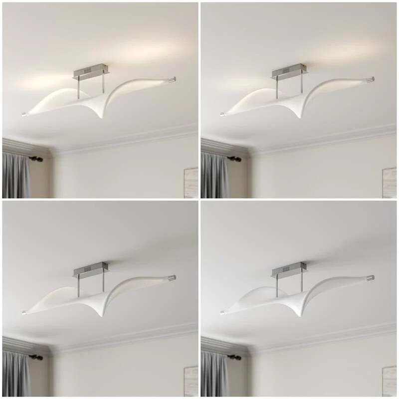 B-Ware Lucande Deckenlampe Leuchte Edano LED dimmbar Textil Aluminium weiß 122x22cm