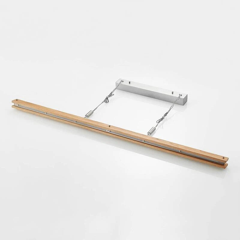 B-Ware Lindby Pendelleuchte Hängeleuchte LED Holz Nickel matt warmweiß dimmbar Eichenho