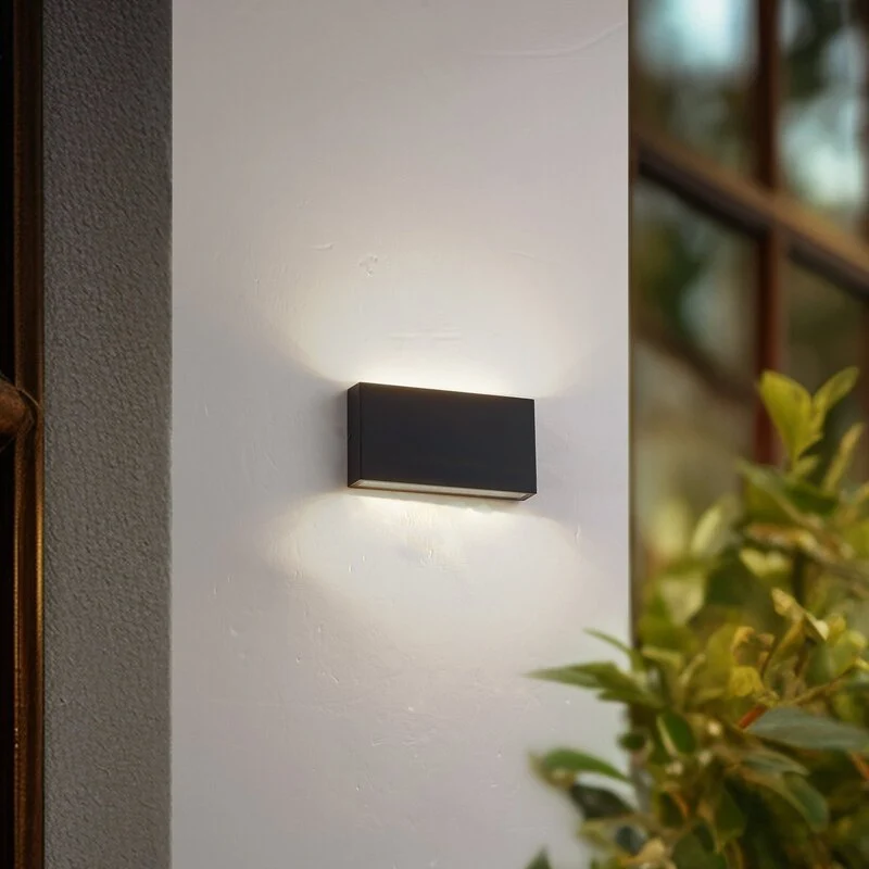 B-Ware Lindby LED Außenwandlampe Leuchte Jarte schwarz Metall IP54 3 STÜCK