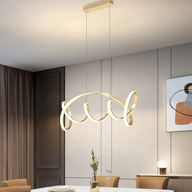 B-Ware ONLI LED-Hängeleuchte Kira, goldfarben, Länge 102 cm, 4000 K, aus Aluminium