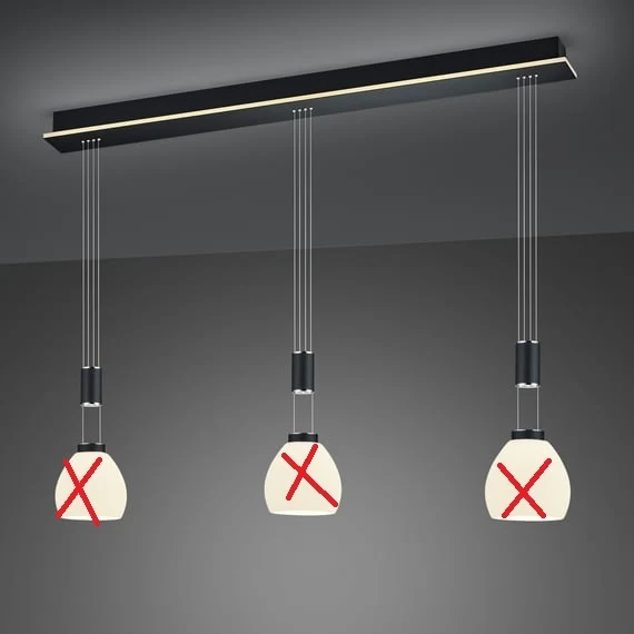 B-Ware HELL SAM LED-Pendelleuchte 3 Köpfe länglich höhenverstellbar SIEHE TEXT/FOTO