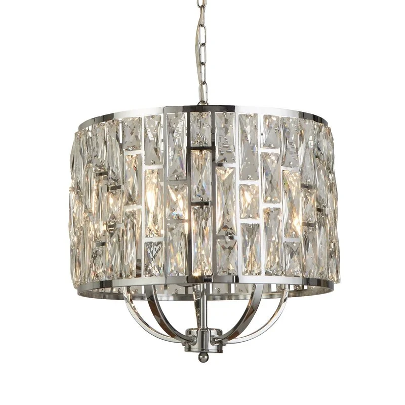 B-Ware Searchlight Hängeleuchte Bijou mit Kristallglasschirm Ø 44 cm chrom Schirm Lampe