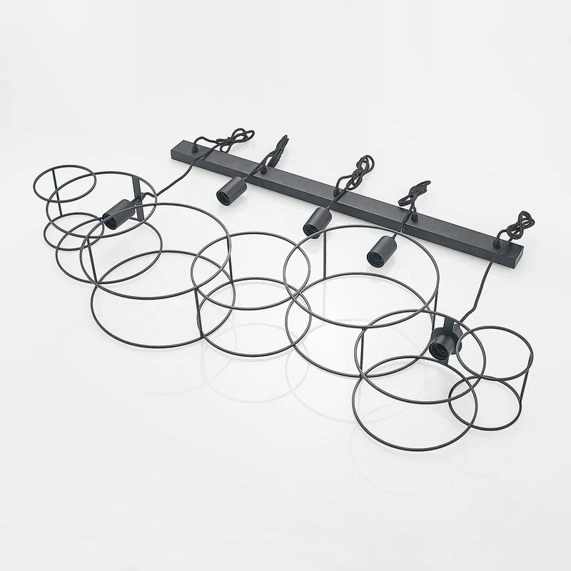B-Ware Lucande Andrik Hängeleuchte Hängeleuchte Lampe Leuchte 5-flmg. E27 Kreise schwar