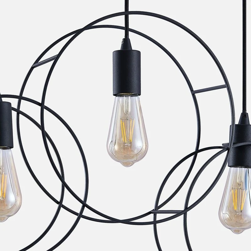 B-Ware Lucande Andrik Hängeleuchte Hängeleuchte Lampe Leuchte 5-flmg. E27 Kreise schwar