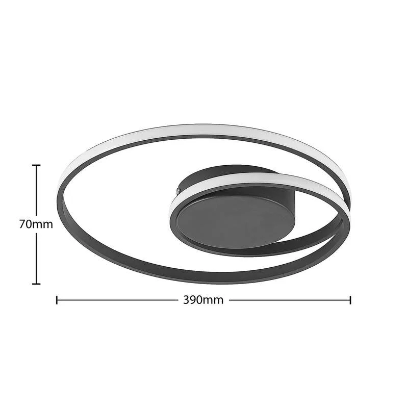 B-Ware Lindby Deckenleuchte Youna LED Lampe dimmbar schwarz Aluminium Ø39cm 1950Lumen