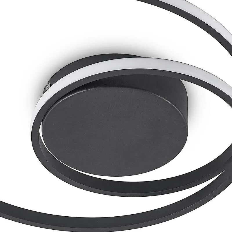 B-Ware Lindby Deckenleuchte Youna LED Lampe dimmbar schwarz Aluminium Ø39cm 1950Lumen