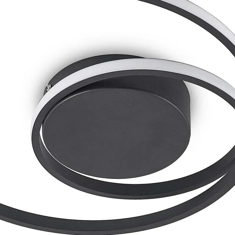B-Ware Lindby Deckenleuchte Youna LED Lampe dimmbar schwarz Aluminium Ø39cm 1950Lumen