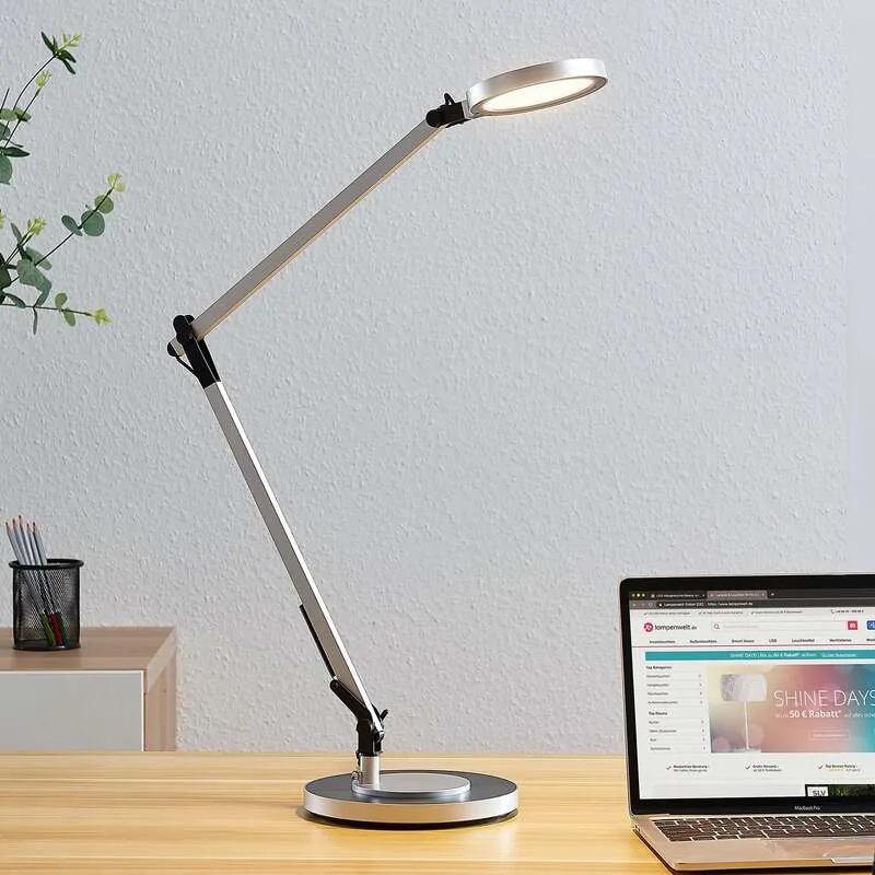 B-Ware Lindby Tischlampe LED dimmbar Rilana verstellbar silber 12x46,5cm Leuchte Licht