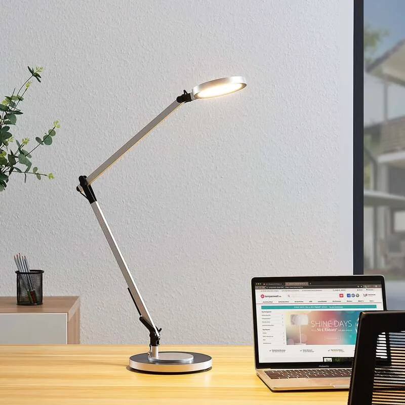 B-Ware Lindby Tischlampe LED dimmbar Rilana verstellbar silber 12x46,5cm Leuchte Licht