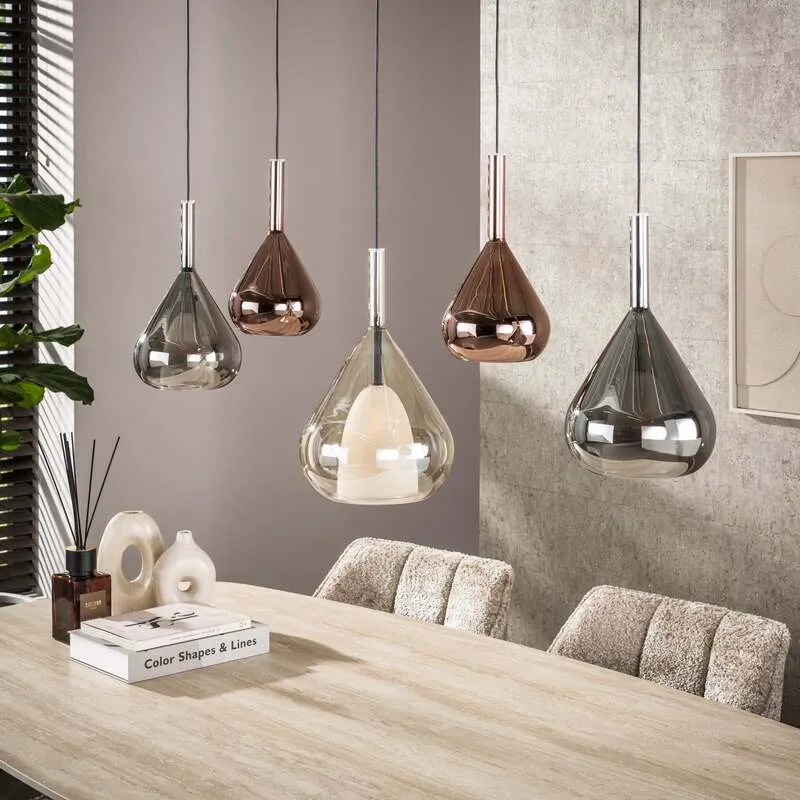 B-Ware Hängelampe Wings 5-flg dimmbar Pendelleuchte Glas kupfer schwarz braun 120cm
