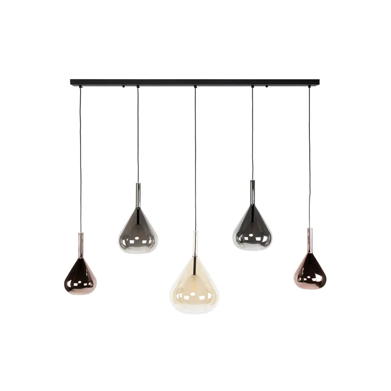 B-Ware Hängelampe Wings 5-flg dimmbar Pendelleuchte Glas kupfer schwarz braun 120cm