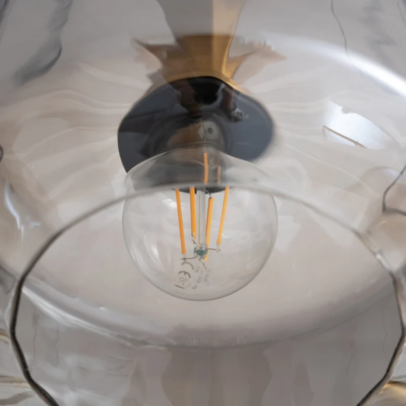 B-Ware Lindby Hängeleuchte Pendelleuchte Lampe Leuchte Hildur rauchgrau Glas 6flg Ø2710