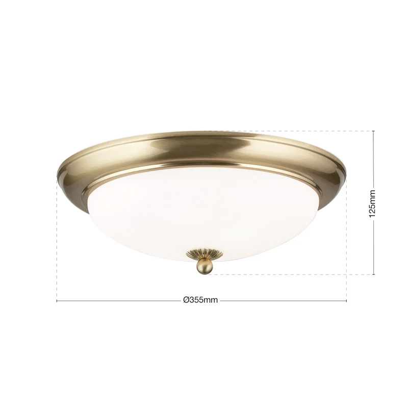 B-Ware ORION Deckenleuchte Lampe Empire Deckenlampe messing Glas weiß matt Ø 35,5 cm