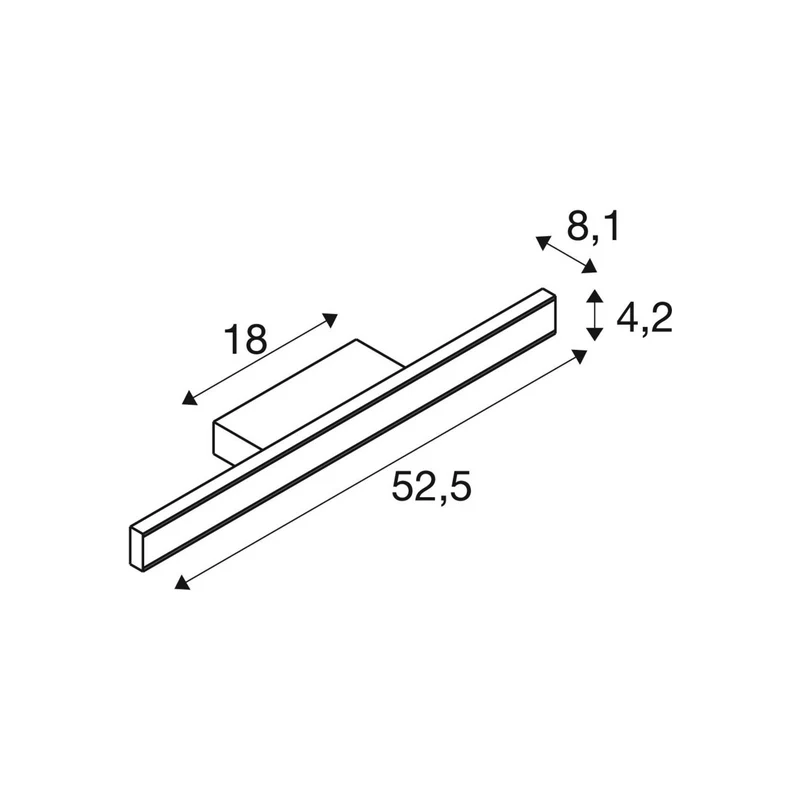 B-Ware SLV Wandleuchte Badlampe LED One Linear messing Aluminium Acryl 52 cm