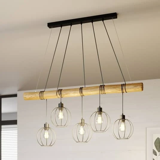 B-Ware Euluna Hängeleuchte Hängelampe Lampe Leuchte Karou fünfflammig braun gebeizt 71