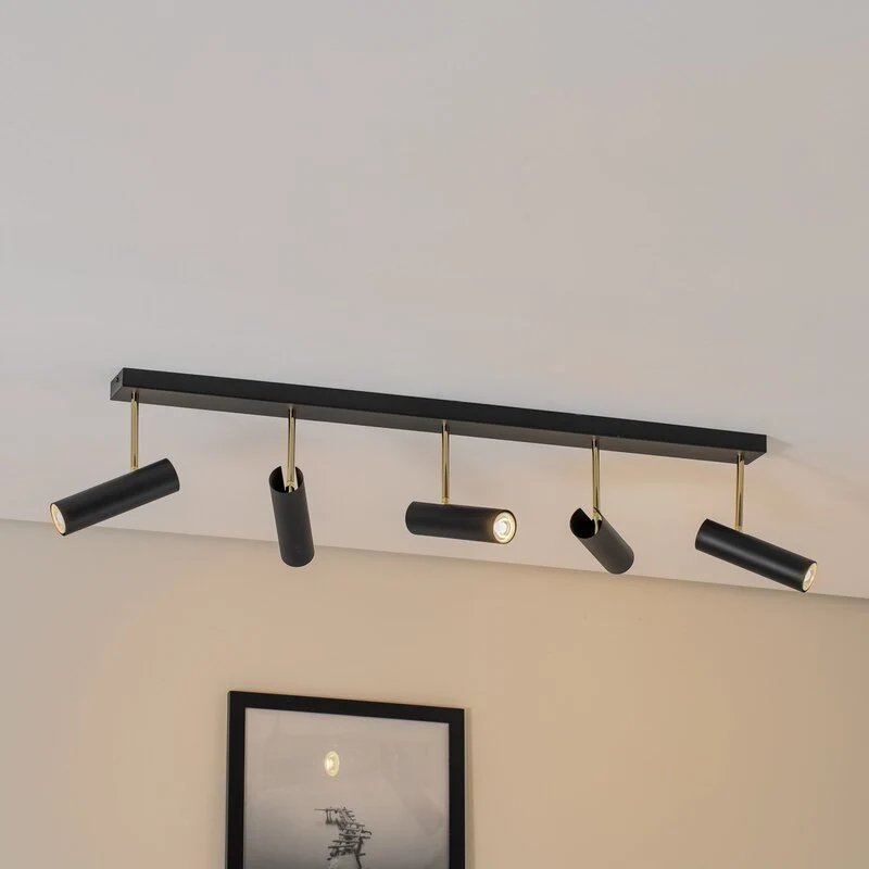 B-Ware Luminex Deckenleuchte Lampe Axion Leuchte LED 5-flammig Stahl schwarz gold GU10