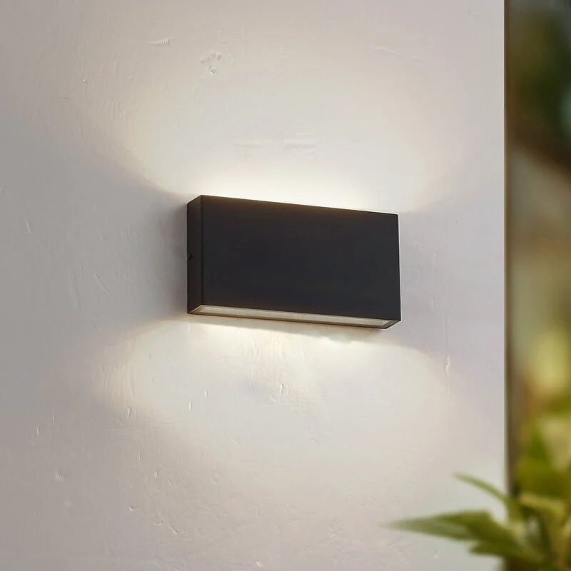 B-Ware Lindby LED Außenwandlampe Leuchte Jarte Lampe Metall schwarz IP54 2 STÜCK