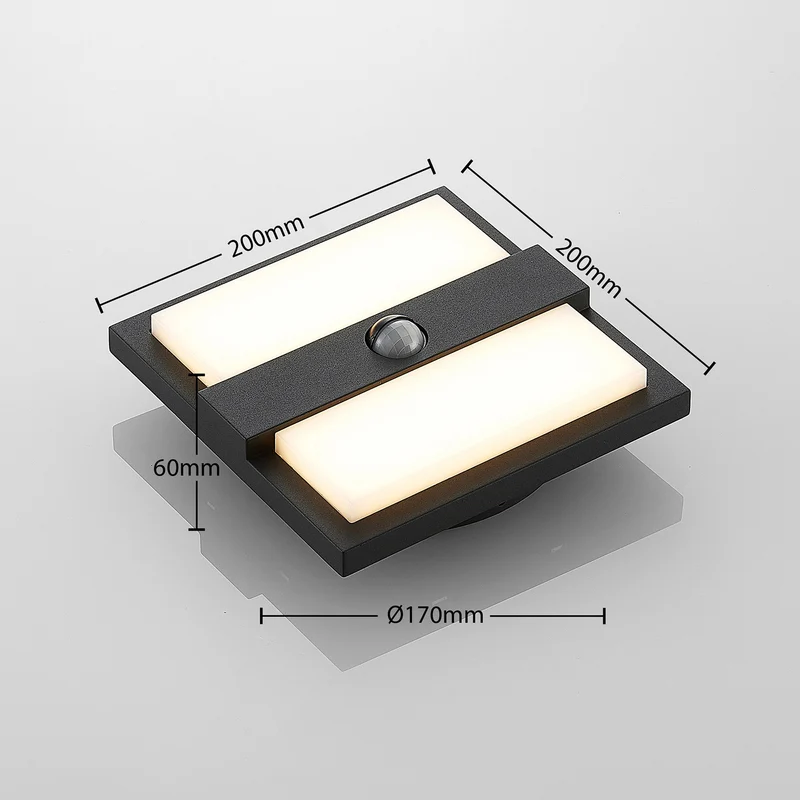 B-Ware Lucande Gylfi LED-Außenwandleuchte AußenWandleuchte Wandleuchte quadratisch Sens