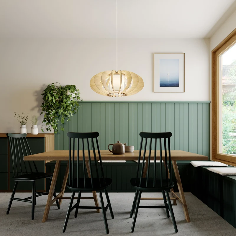 B-Ware Euluna Hängeleuchte Modern A L Pendelleuchte Deckenlampe Lampe Holz E27 Ø 60 cm