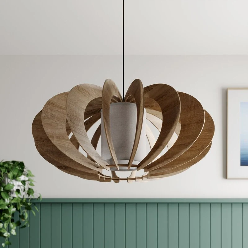B-Ware Euluna Hängeleuchte Modern A L Pendelleuchte Deckenlampe Lampe Holz E27 Ø 60 cm