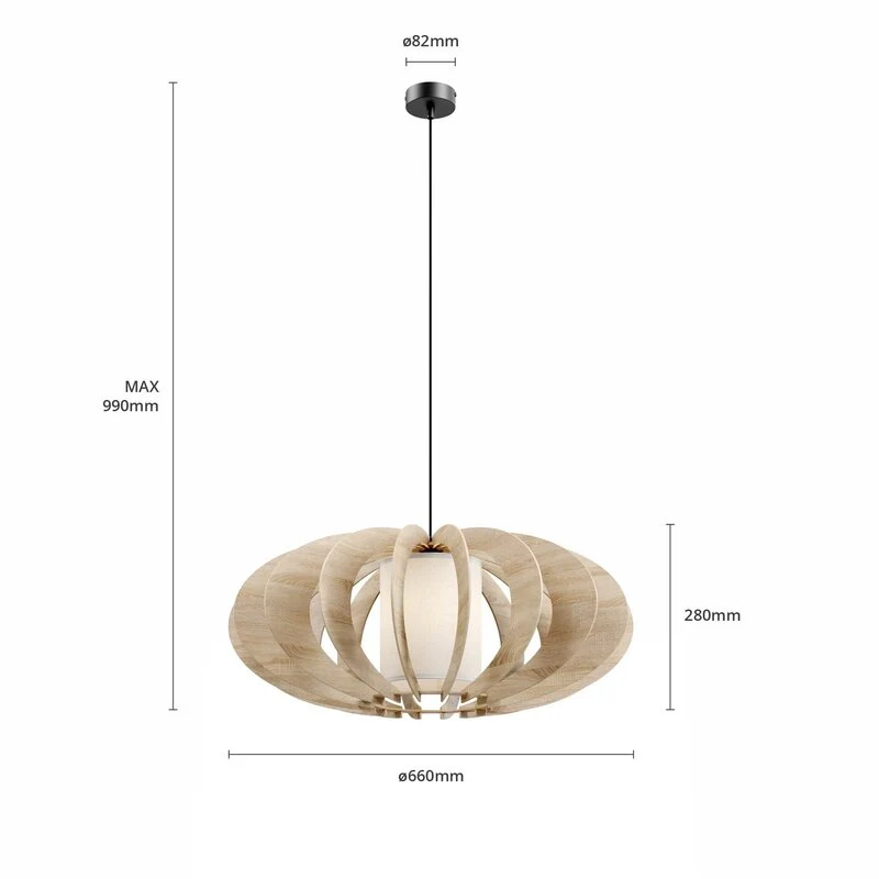 B-Ware Euluna Hängeleuchte Modern A L Pendelleuchte Deckenlampe Lampe Holz E27 Ø 60 cm
