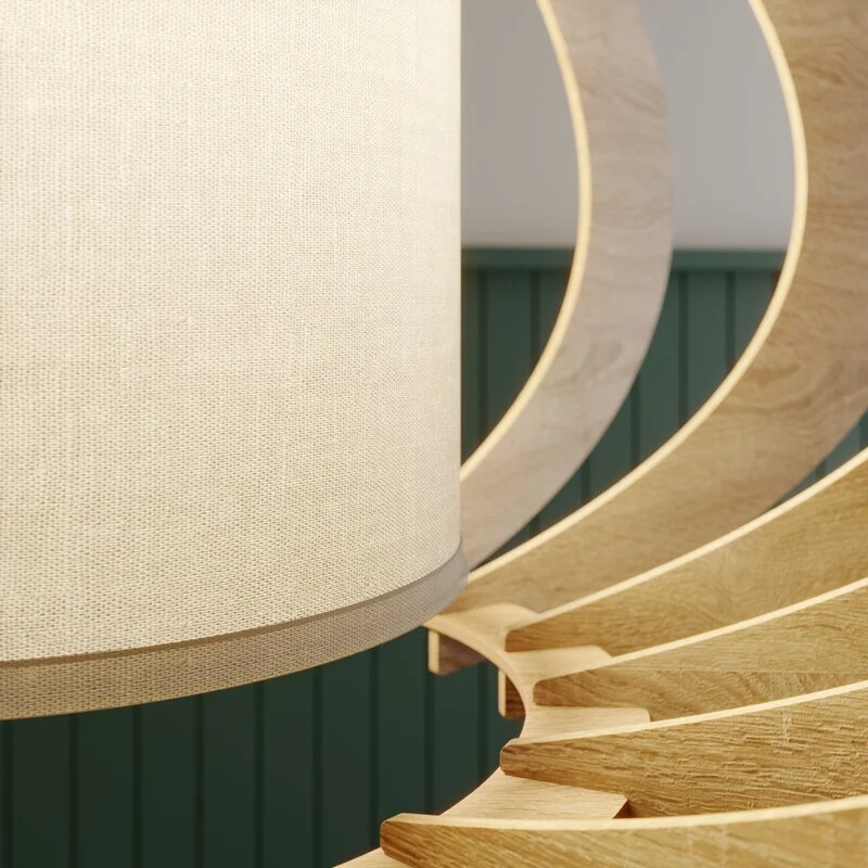 B-Ware Euluna Hängeleuchte Modern A L Pendelleuchte Deckenlampe Lampe Holz E27 Ø 60 cm
