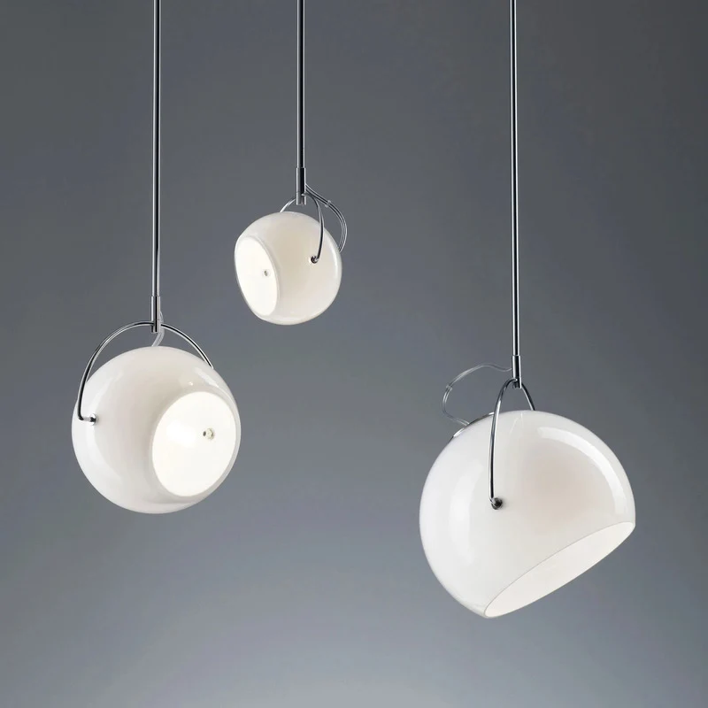 B-Ware Fabbian Beluga White Glas-Hängeleuchte Pendelleuchte Deckenlampe Leuchte Ø 20 cm