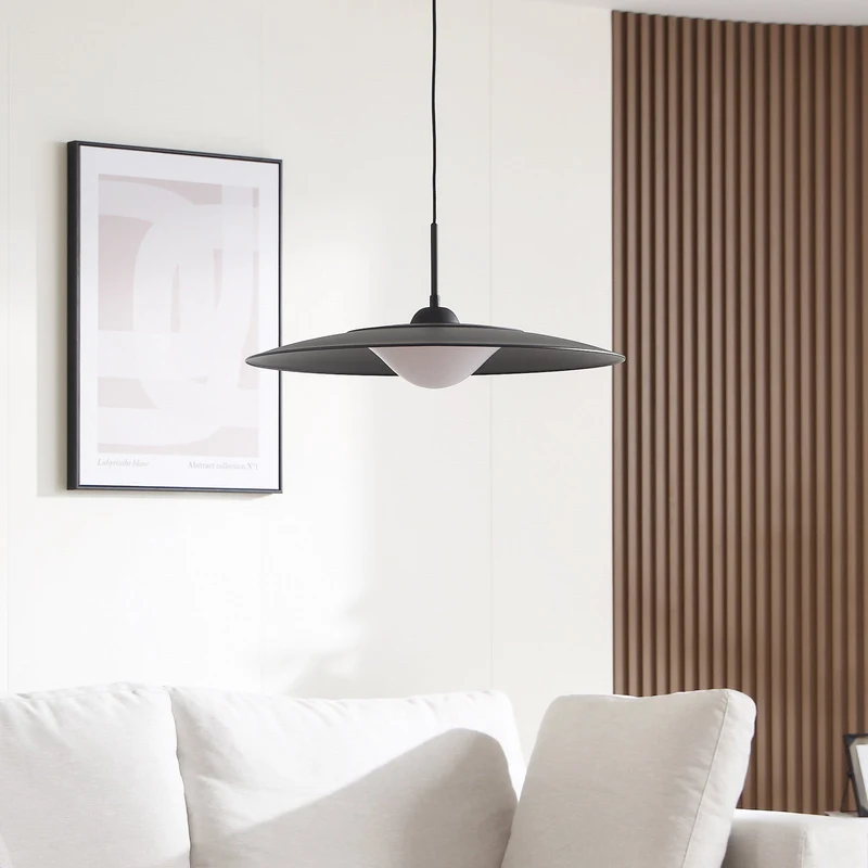B-Ware Lucande Pendelleuchte Hängeleuchte LED Metall schwarz Foco runde Leuchte 50 cm