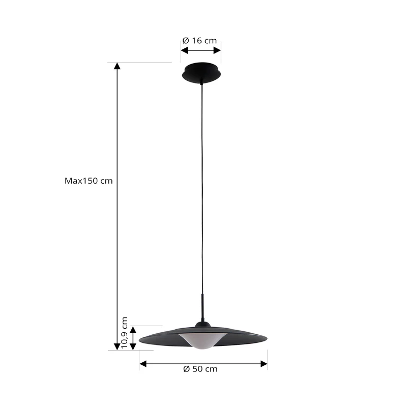 B-Ware Lucande Pendelleuchte Hängeleuchte LED Metall schwarz Foco runde Leuchte 50 cm