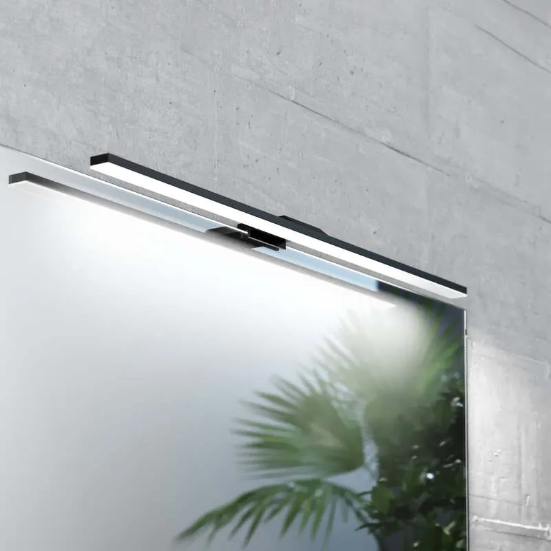 B-Ware Spiegelleuchte Wandlampe LED Triga schwarz Aluminium IP44 universalweiß 60cm