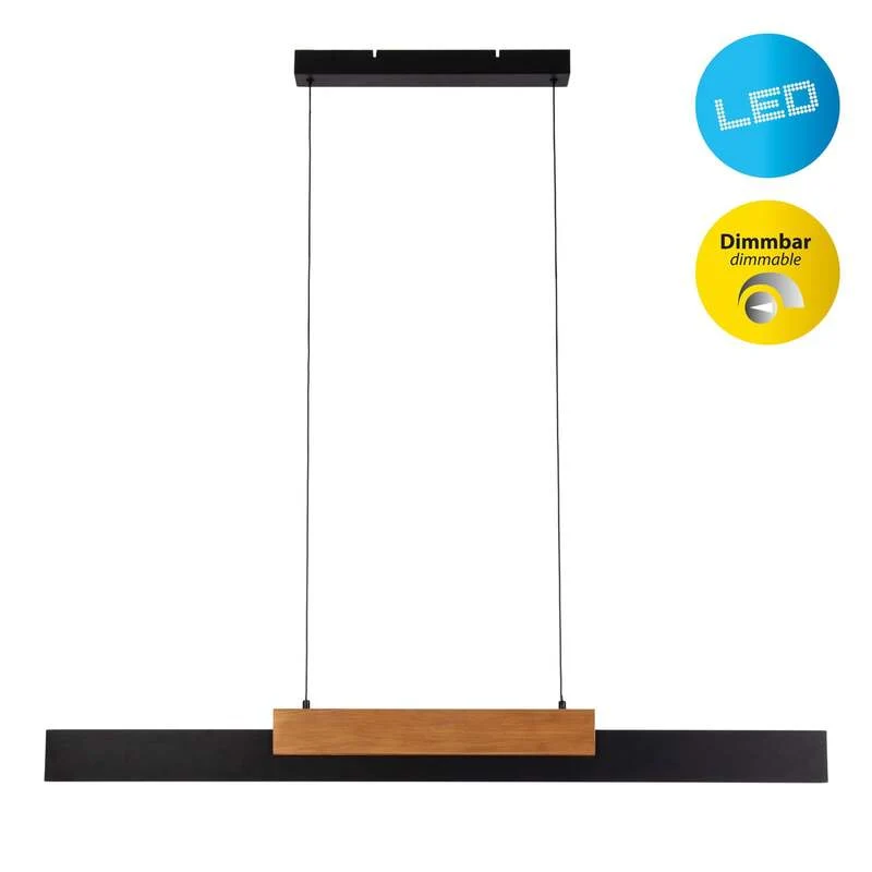 B-Ware Näve Pendelleuchte Hängeleuchte LED schwarz holz dimmbar Wiebke Wohnzimmer Es955