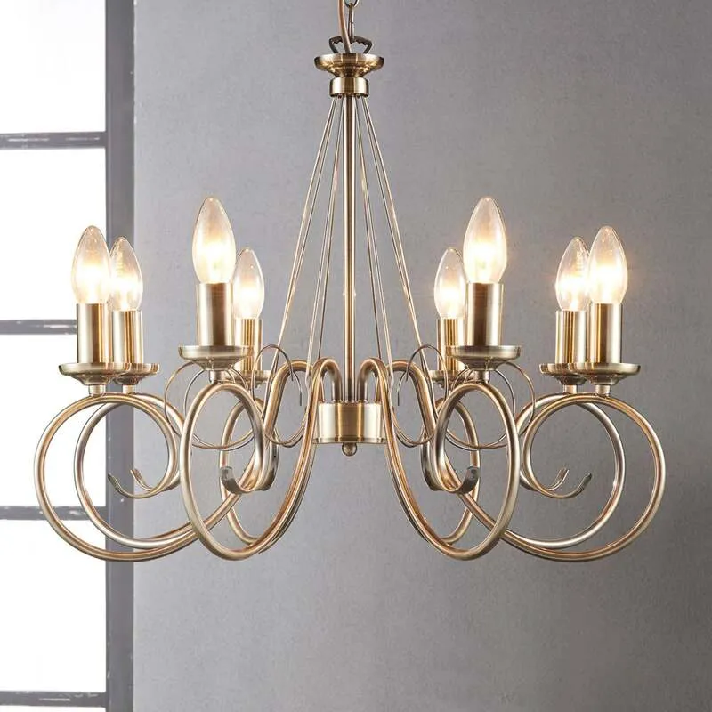 B-Ware Lindby Kronleuchter Hängeleuchte Marnia LED 8-flg dimmbar altmessing Ø53cm