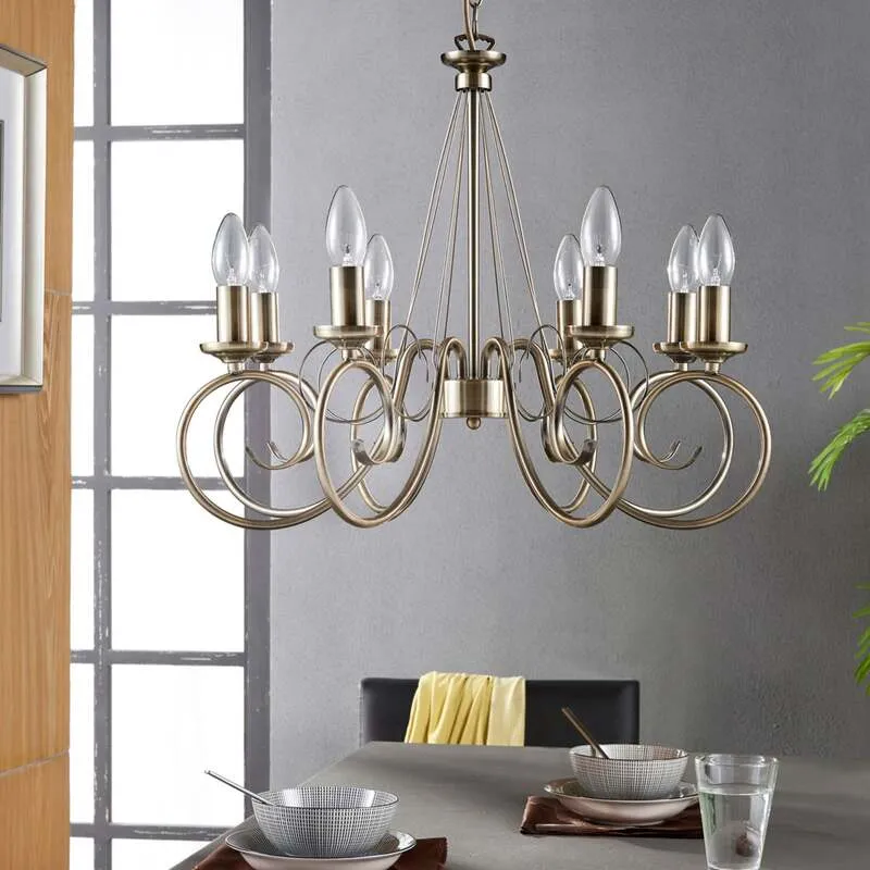 B-Ware Lindby Kronleuchter Hängeleuchte Marnia LED 8-flg dimmbar altmessing Ø53cm