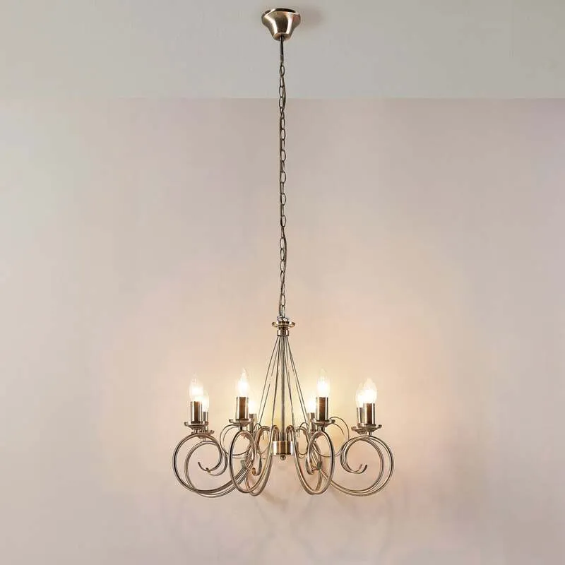 B-Ware Lindby Kronleuchter Hängeleuchte Marnia LED 8-flg dimmbar altmessing Ø53cm