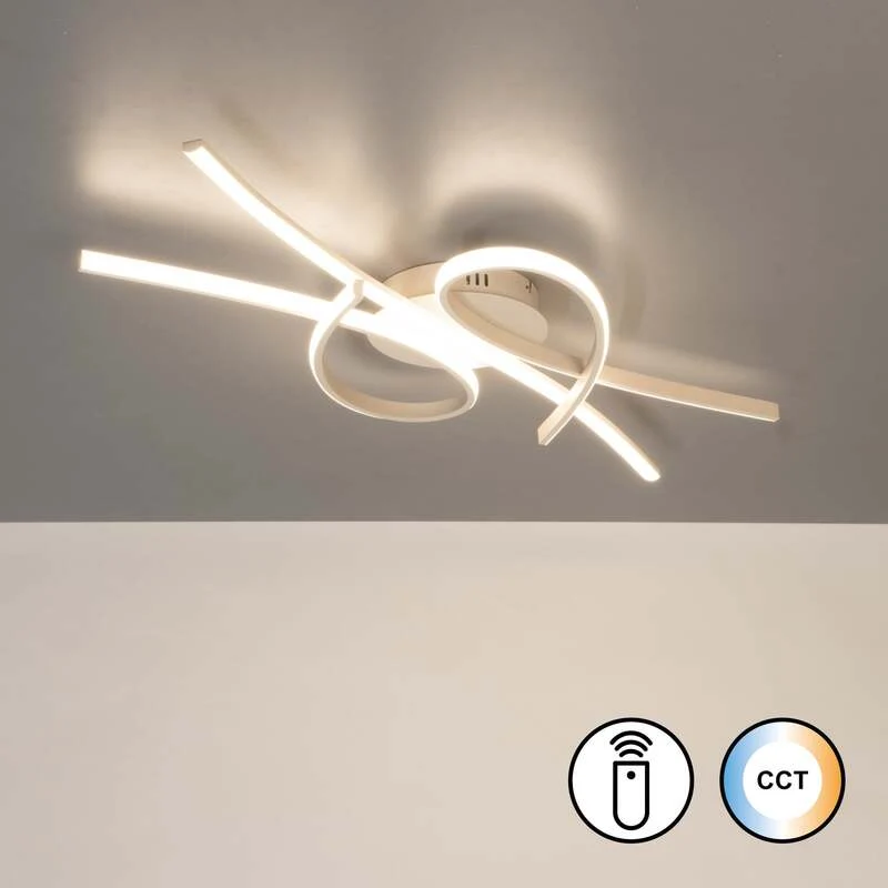 B-Ware FISCHER & HONSEL Deckenlampe Biba LED Leuchte dimmbar CCT creme 100x44cm Licht