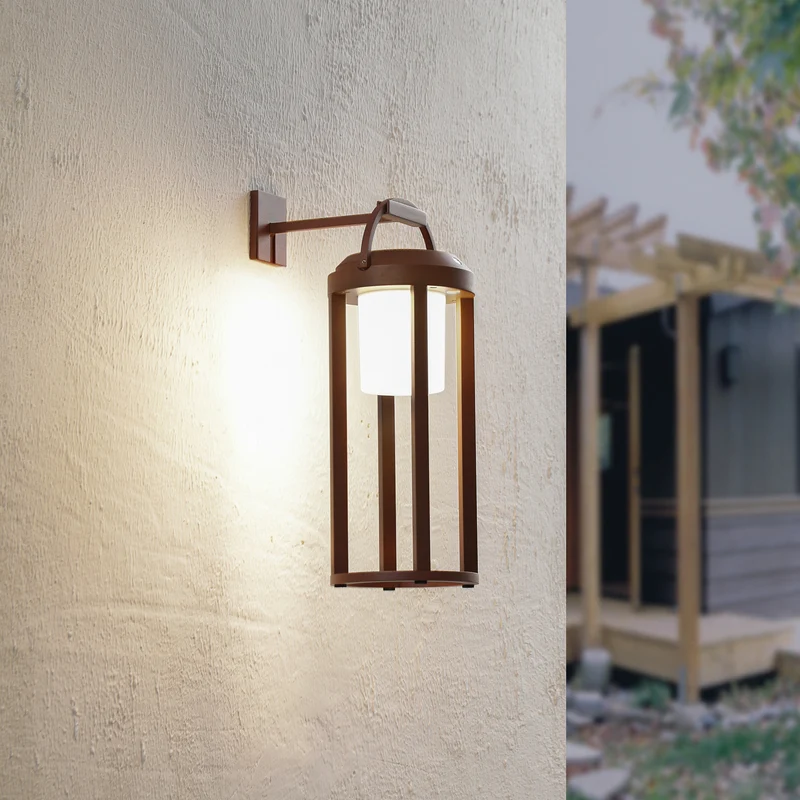 B-Ware Lucande Wandleuchte Außen LED Solar Tilena dimmbar rost Aluminium 41,5cm