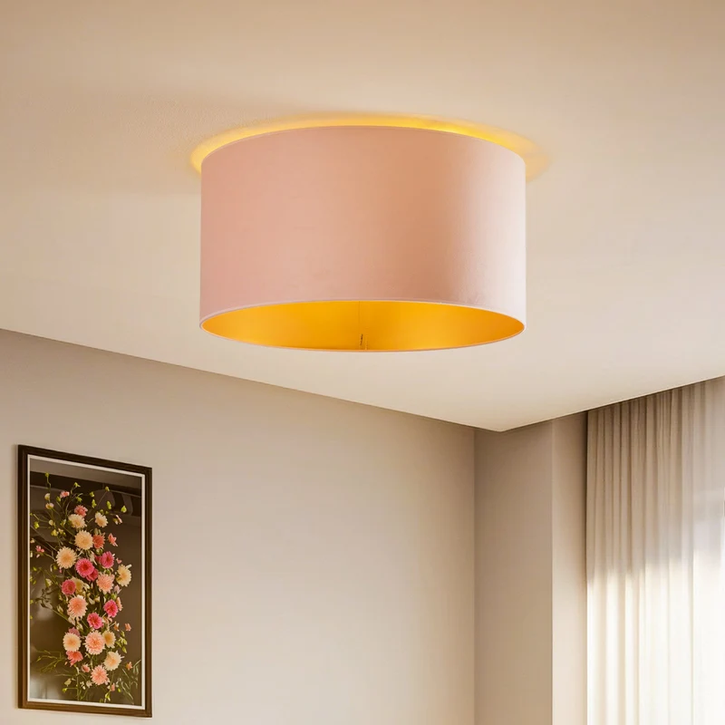 B-Ware Duolla Deckenlampe Leuchte Lampe Golden Roller Ø 60cm hellrosa gold 3x E27 LED