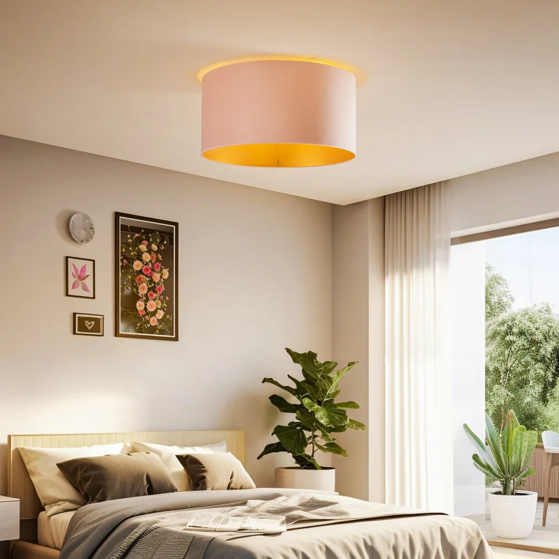 B-Ware Duolla Deckenlampe Leuchte Lampe Golden Roller Ø 60cm hellrosa gold 3x E27 LED