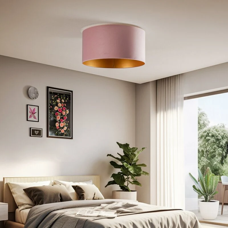 B-Ware Duolla Deckenlampe Leuchte Lampe Golden Roller Ø 60cm hellrosa gold 3x E27 LED