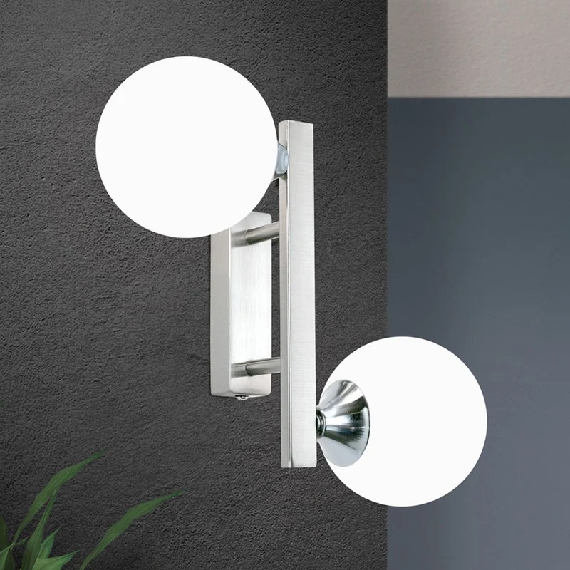 B-Ware ORION Snowwhite Wandleuchte Lampe Glaskugel nickel matt Glaswandleuchte