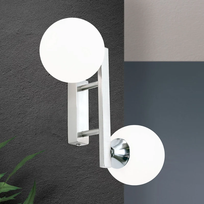 B-Ware ORION Snowwhite Wandleuchte Lampe Glaskugel nickel matt Glaswandleuchte