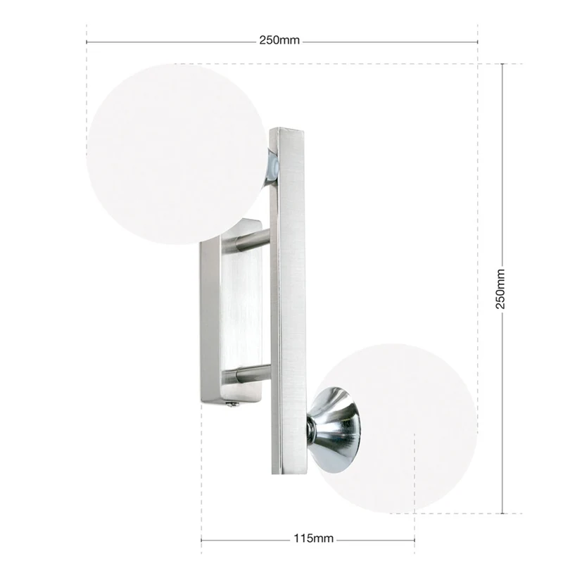 B-Ware ORION Snowwhite Wandleuchte Lampe Glaskugel nickel matt Glaswandleuchte