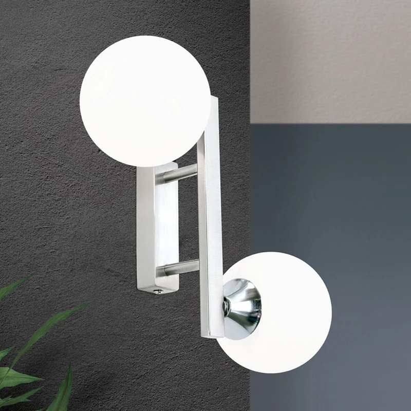 B-Ware ORION Snowwhite Wandleuchte Lampe Glaskugel nickel matt Glaswandleuchte
