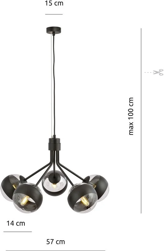 B-Ware Emibig NOVA 1139/5 Pendelleuchte Hängeleuchte Leuchte Lampe LED 5x40W E14 IP20